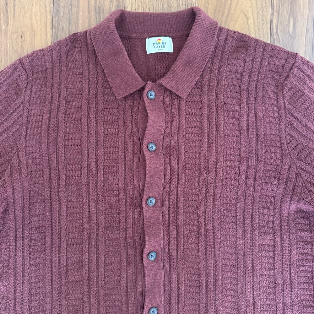 Marine Layer Arthur Sweater Cardigan Button Merino Wool Blend Veneer size XL - Picture 13 of 16